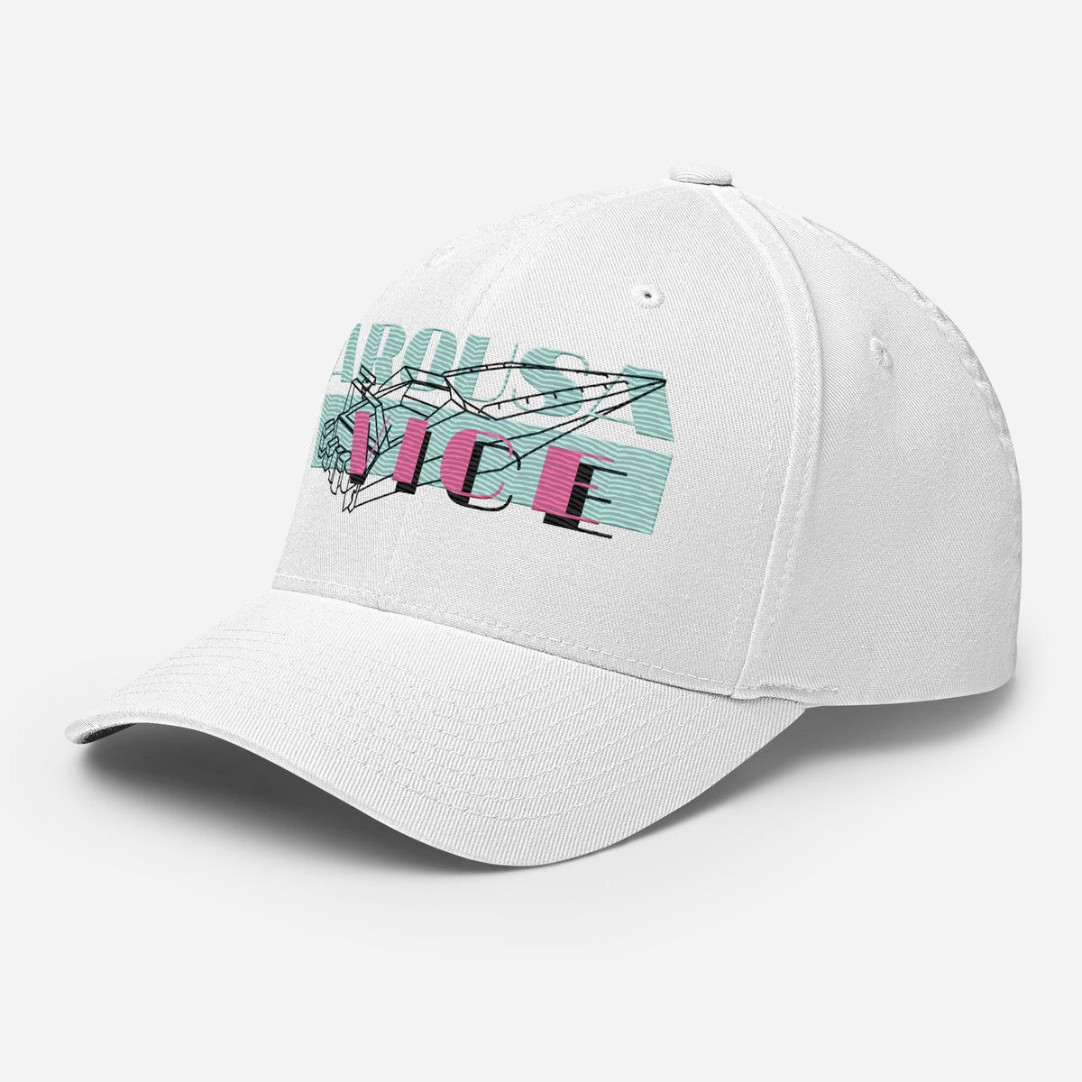 Gorra Arousa Vice blanca KMB2, vista frontal desde el lado izquierdo