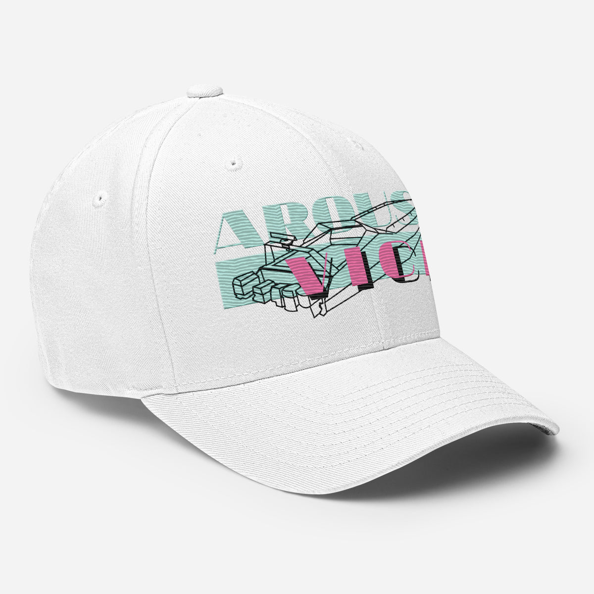 Gorra Arousa Vice blanca KMB2, vista frontal desde el lado derecho