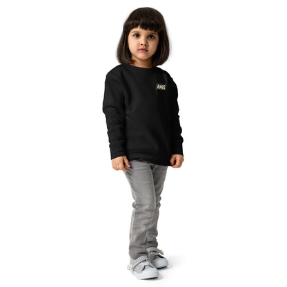 Sudadera infantil San Tomé Black Edition en negro, vista frontal en ángulo