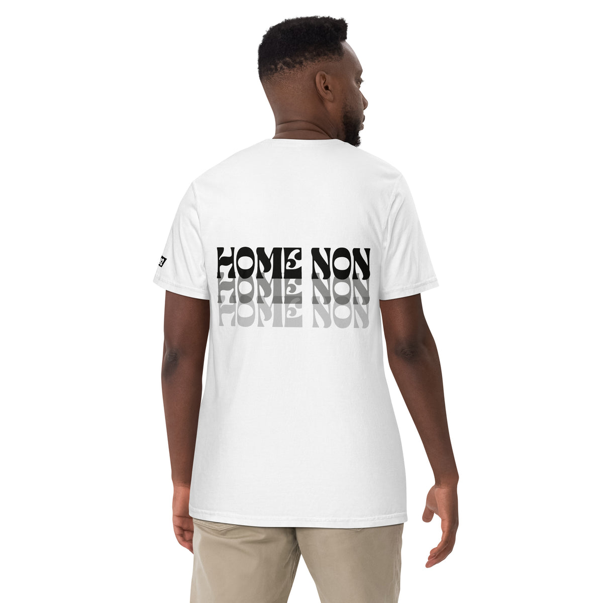Camiseta Home Non White Edition blanca, vista trasera con tipografía Home Non