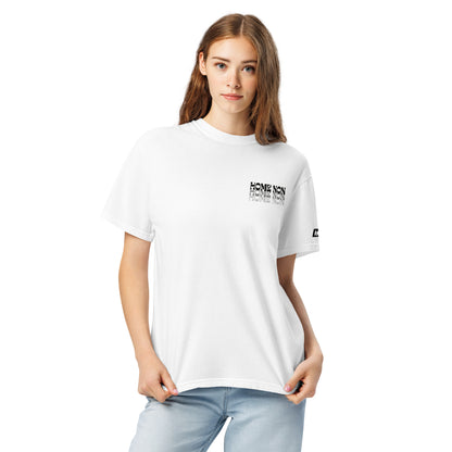 Camiseta Home Non White Edition blanca, detalle frontal del estampado pequeño