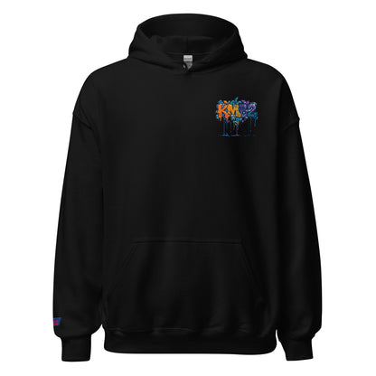 Sudadera con capucha KMB2 en negro, vista frontal alternativa con logo KMB2