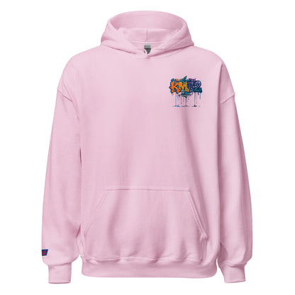 Sudadera con capucha KMB2 en rosa claro, vista frontal alternativa con logo KMB2