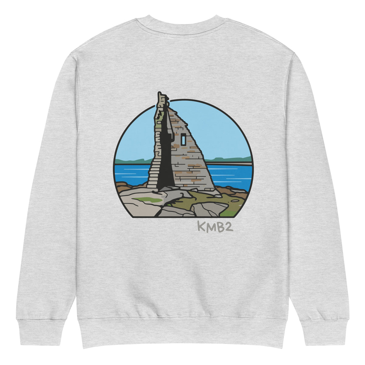 Sudadera San Tomé Premium en gris jaspeado, vista trasera