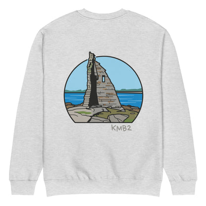 Sudadera San Tomé Premium en gris jaspeado, vista trasera