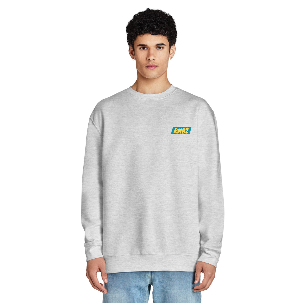 Sudadera San Tomé Premium en gris jaspeado, vista frontal