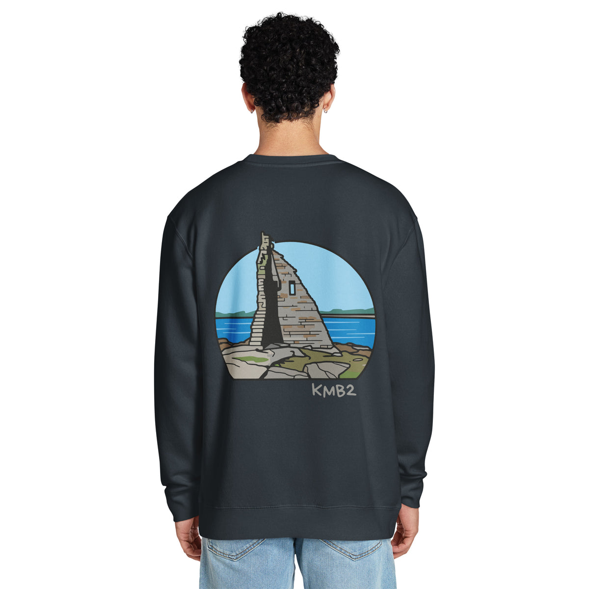 Sudadera San Tomé Premium en azul marino, vista trasera