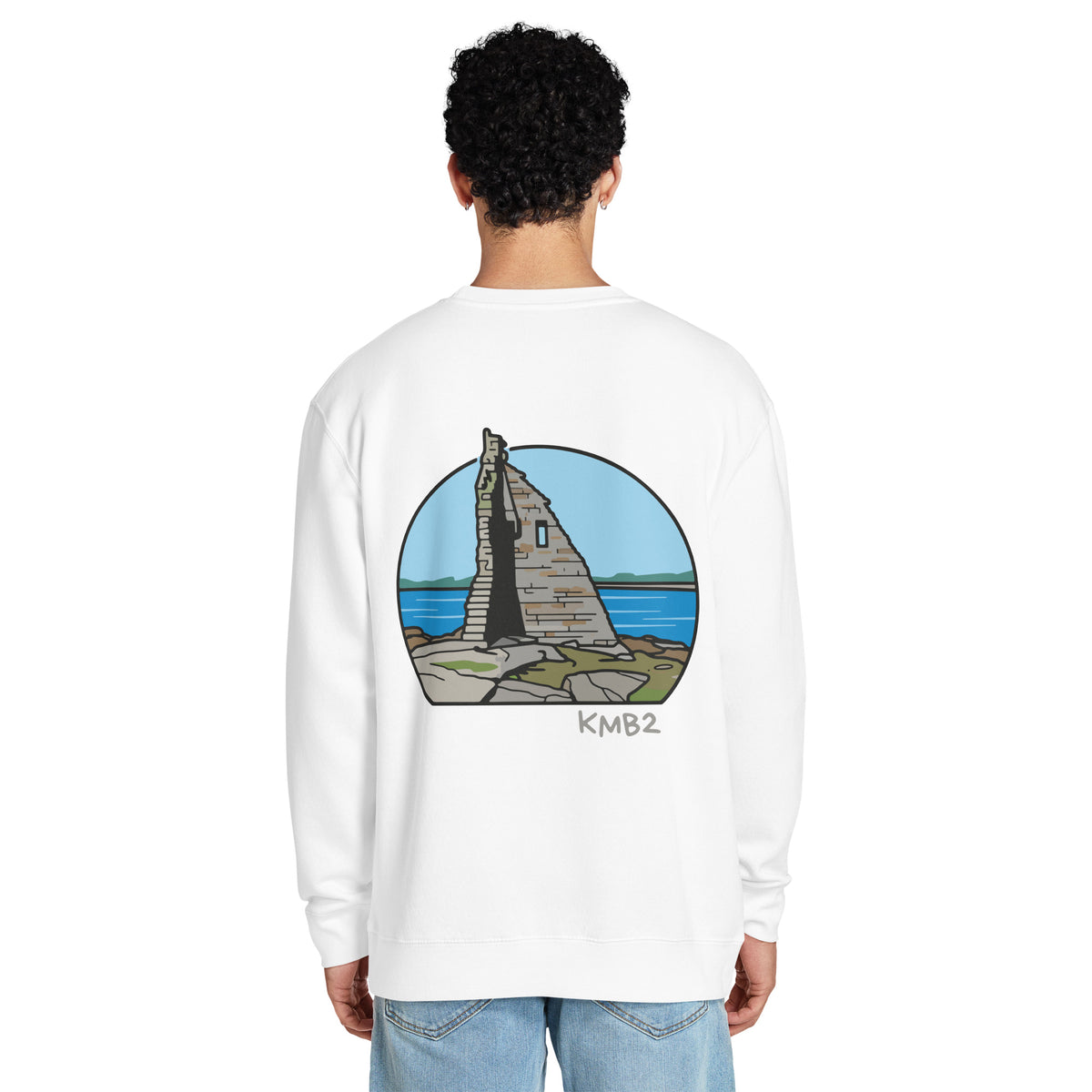 Sudadera San Tomé Premium en blanco, vista trasera