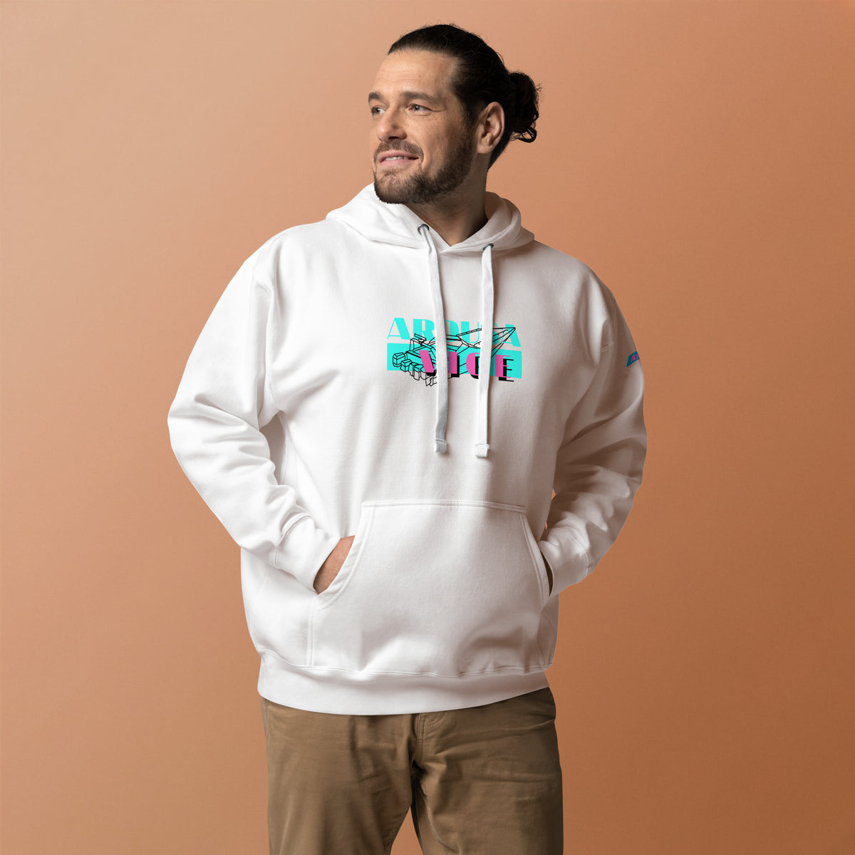 Sudadera con capucha Arousa Vice blanca, segunda vista frontal