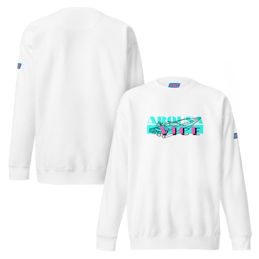 Sudadera Arousa Vice — vista frontal y trasera, color blanco